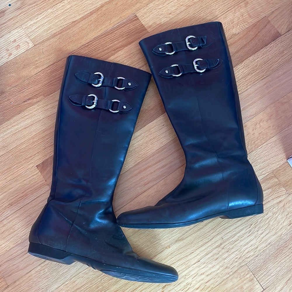Donald Pliner Black Riding Buckle boots size 10
